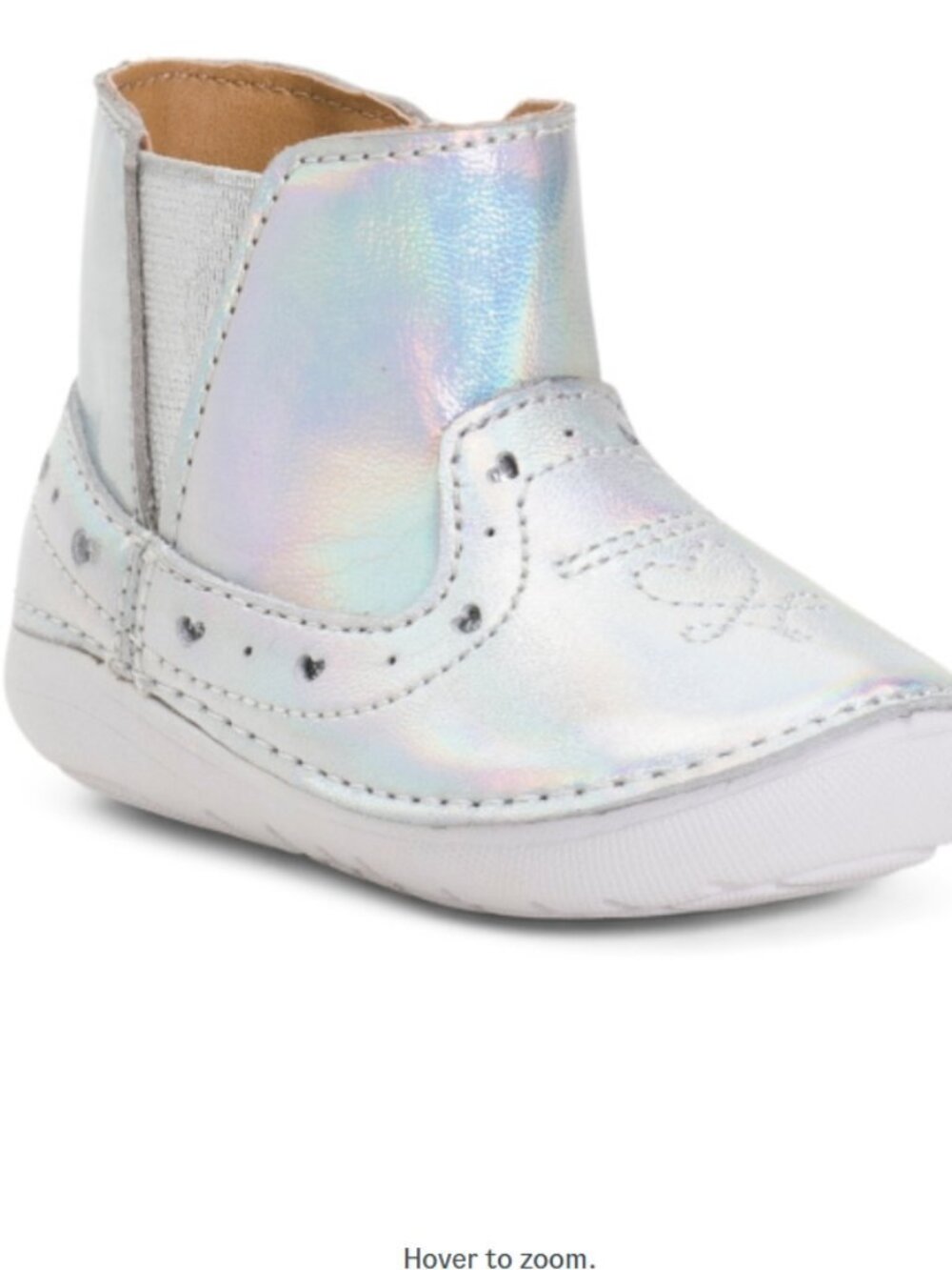 NW STRIDE RITE Leather Wide Soft Motion Gigi Silver Boots - Picture 6 of 10